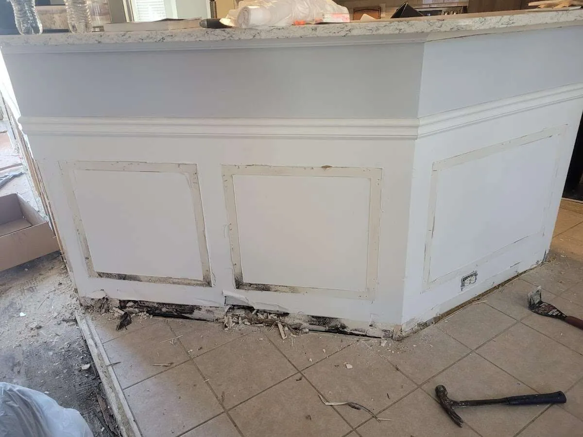 Water damage and mold on kitchen during Sewage Cleanup & Sanitation in Lebanon